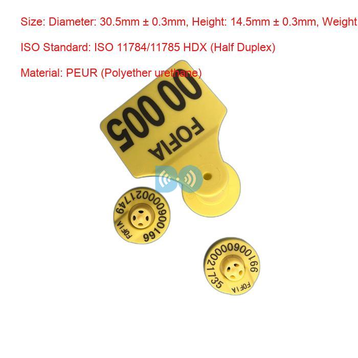 Animal Electronic RFID Ear Tag 134.2kHz 350N For Tracking With Laser Printing Cattle Supplier