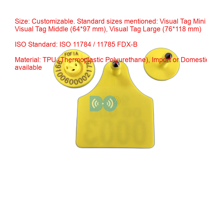 Custom Long Range UHF Electronic Ear Tags Barcode RFID Animal Tag For Cattle Goat Factory