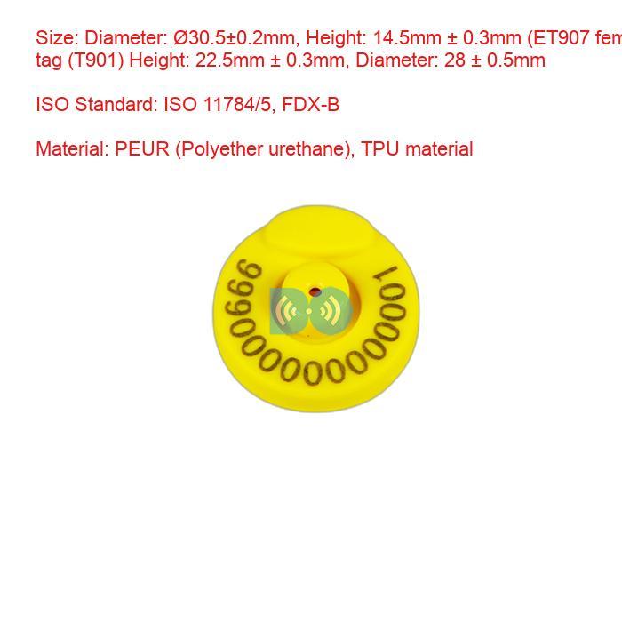 ET907 ISO Electronic Ear Tags High Security Smart Factory Supplier for Livestock Management