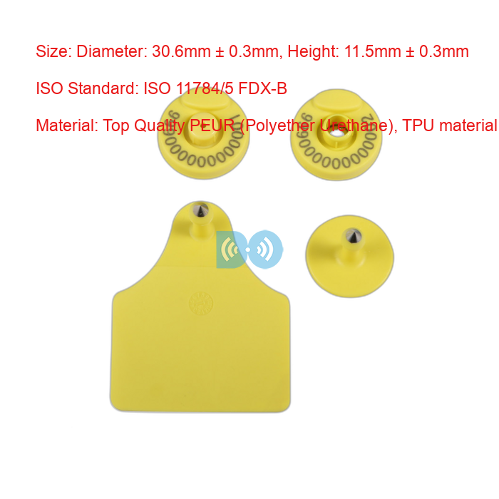 Electronic Ear Tags for Livestock 134.2KHz 30.6mm Manufacturer Printing Animal RFID Ear Tags