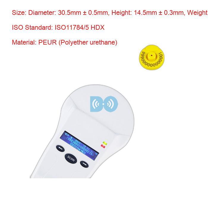 ISO11784/5 HDX Electronic Ear Tags With Vibrating Standard 134.2KHz Rfid Animal Tags Manufacturer